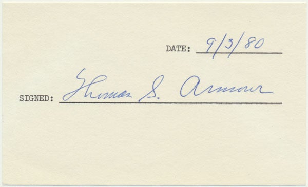 Item #29031 Signature. Thomas S. ARMOUR.