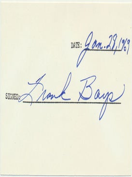 Item #29033 Signature. Frank BAYS