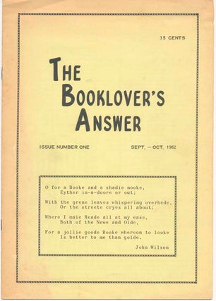 Item #29135 The Booklover's Answer: Issues Number One through Thirteen. R. J. HUSSEY