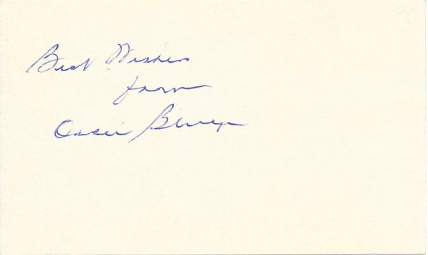 Item #29235 Signature. Oswald "Ossie" BLUEGE.