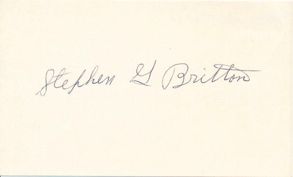 BRITTON, Stephen G. (1891-1981) - Signature