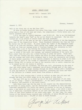 Item #29923 Typed Manuscript Signed. George D. AIKEN