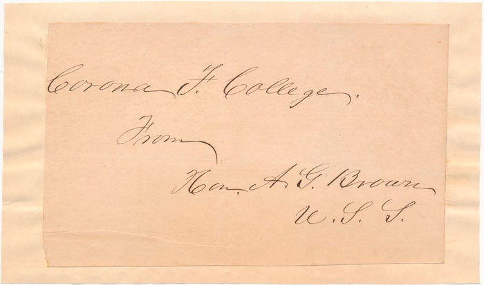 Item #30550 Signature and Inscription. Albert Gallatin BROWN.