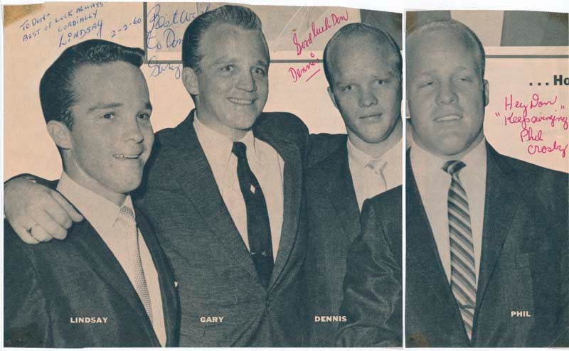(CROSBY BROTHERS). CROSBY, Dennis (1934-91), CROSBY, Gary (1933-95), CROSBY, Lindsay (1938-89) and CROSBY, Philip (1934-2004) - Inscribed Photograph Signed