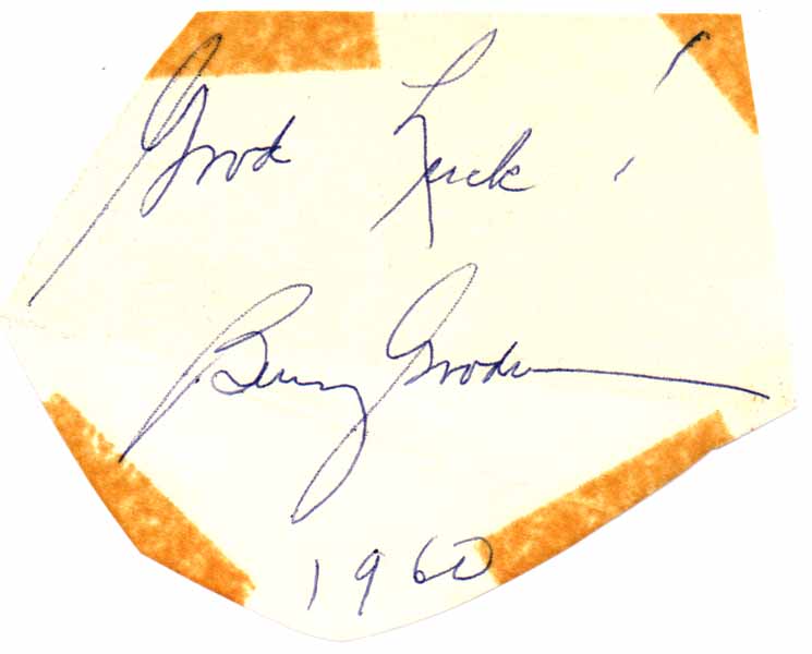 GOODMAN, Benny (1909-86) - Signature and Inscription / Unsigned Photograph