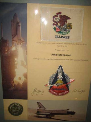 Item #31261 This flag and crew patch were flown aboard the Space Shuttle "Columbia" (STS-1) /...