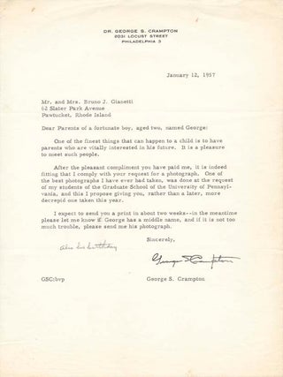 Item #31338 Typed Letter Signed / Inscribed Photograph Signed. George S. CRAMPTON