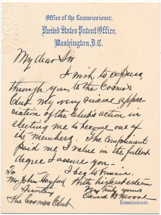 Item #31346 Autograph Note Signed. Edmund B. MOORE