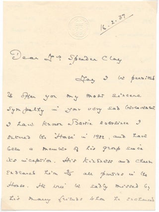 Item #31634 Autograph Letter Signed. William BRASS, 1st Baron Chattisham