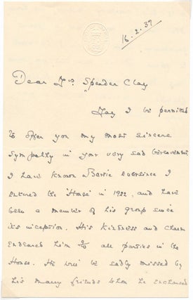 Item #31634 Autograph Letter Signed. William BRASS, 1st Baron Chattisham