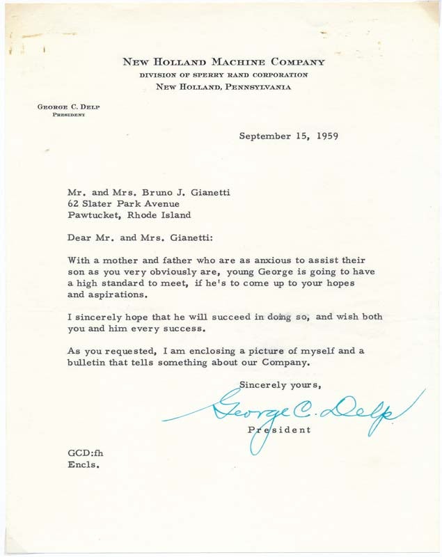 Item #31638 Typed Letter Signed. George C. DELP.