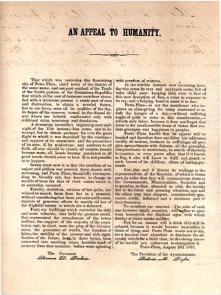 Item #32167 An Appeal to Humanity. DOMINICAN REPUBLIC -- PUERTO PLATA -- BROADSIDE