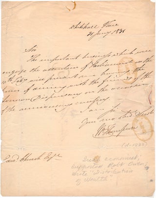 Item #34750 Autograph Letter Signed. William THOMPSON