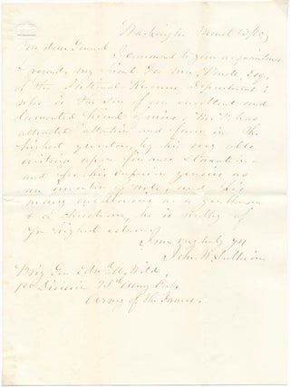 Item #36132 Autograph Letter Signed. John Whiting SULLIVAN, ca. 1801-?