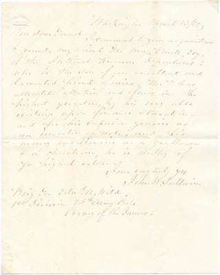 Item #36132 Autograph Letter Signed. John Whiting SULLIVAN, ca. 1801-?