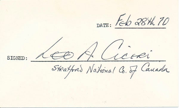 CICERI, Leo A. (1924-70) - Signature