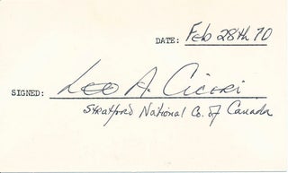 Item #36487 Signature. Leo A. CICERI