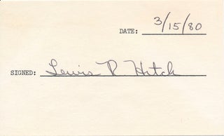 Item #37553 Signature. Lewis R. HITCH