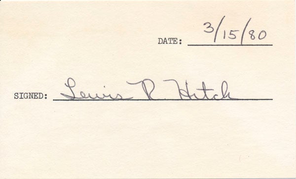 Item #37553 Signature. Lewis R. HITCH.