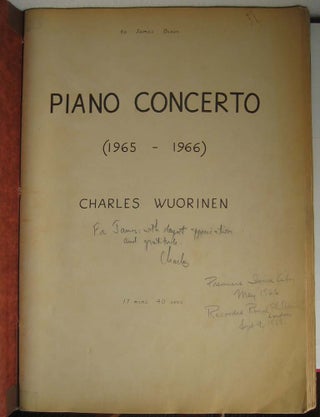 Item #37717 Piano Concerto (1965 -- 1966). Charles WUORINEN
