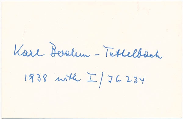 Item #37726 Signature. Karl BOEHM-TETTELBACH.