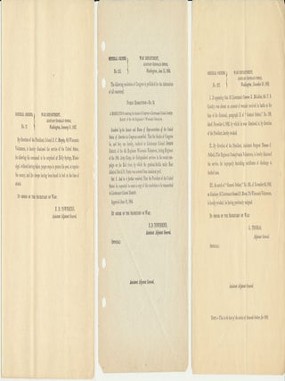 Item #37905 Collection of Three General Orders. GENERAL ORDERS -- CIVIL WAR -- WISCONSIN, Lorenzo...