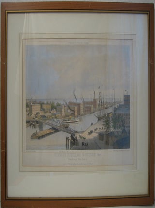 Item #37977 View of Rush St. Bridge & c. From Nortons Block River St. CHICAGO -- COLOR LITHOGRAPH...