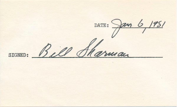 Item #37997 Signature. Bill SHARMAN.