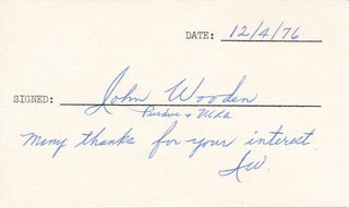 Item #38043 Signature and Inscription. John WOODEN