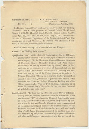 Item #38792 General Orders, No. 184. GENERAL ORDERS -- CIVIL WAR -- MINNESOTA, E. D TOWNSEND