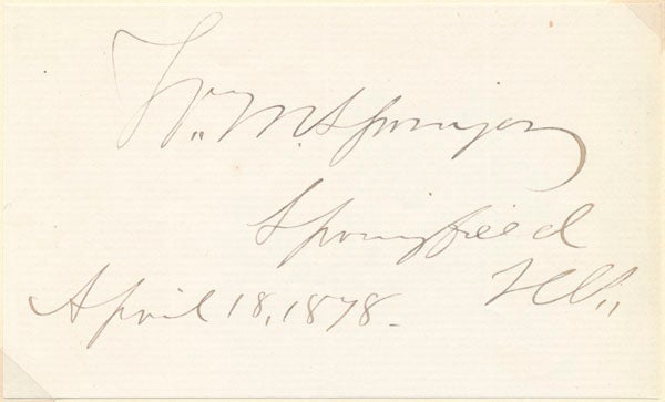 Item #39373 Signature and Inscription. William M. SPRINGER.