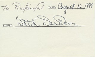Item #39539 Signature and Inscription. David "Satch" DAVIDSON