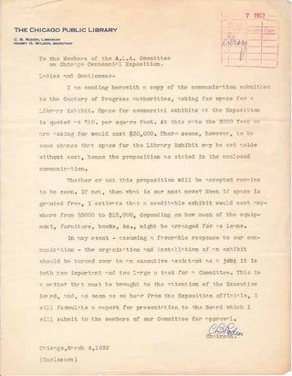 Item #40398 Typed Letter Signed. Carl B. RODEN