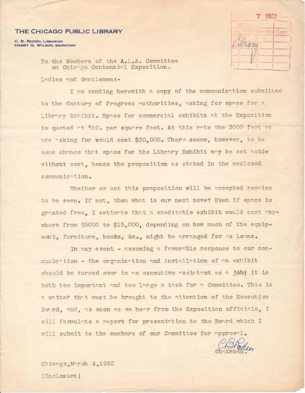 Item #40398 Typed Letter Signed. Carl B. RODEN.