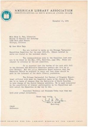 Item #40400 Typed Letter Signed. Carl H. MILAM