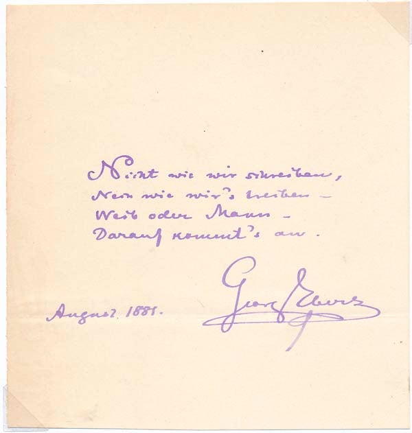 Item #40415 Autograph Quotation Signed. Georg EBERS.