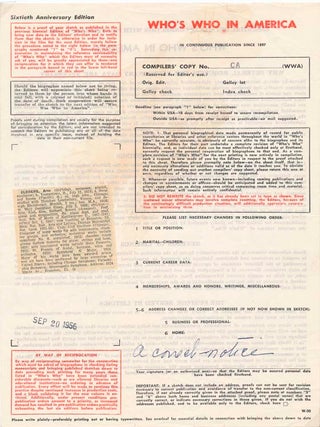 Item #40556 Printed Document (unsigned). Arne OLDBERG