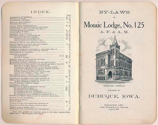 Item #40659 By-Laws of Mosaic Lodge, No. 125 A.F. & A.M. Located at Dubuque, Iowa. IOWA MASONS /...