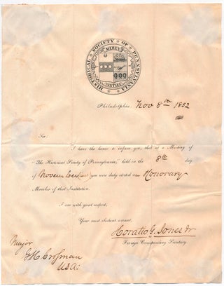 Item #40669 Partly-Printed Document Signed. Horatio Gates JONES, Jr
