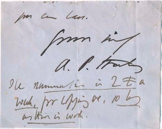 Item #40753 Autograph Note Signed (partial). Arthur P. STANLEY