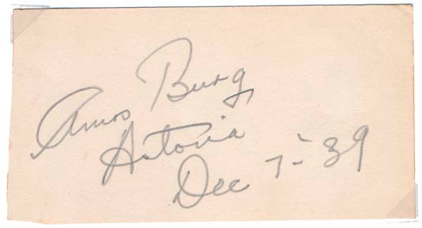 Item #40765 Signature. Amos BURG.