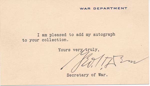 Item #40784 Typed Note Signed. George H. DERN.