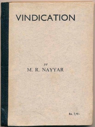 Item #40834 Vindication. M. R NAYYAR