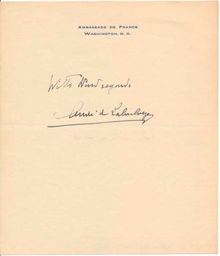Item #40988 Signature and Inscription. Andre Lefebvre de LABOULAYE