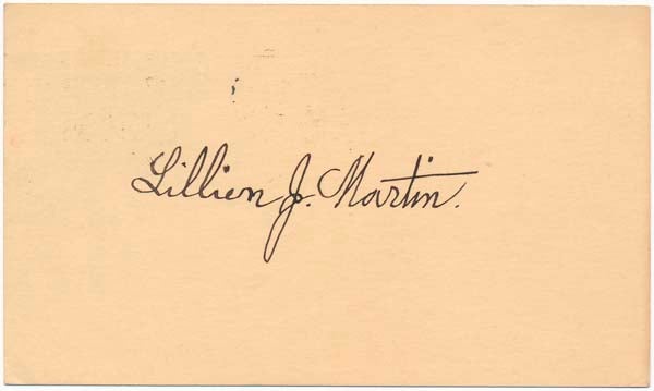 Item #40989 Signature. Lillien Jane MARTIN.