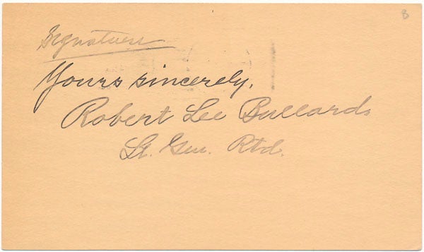 Item #41409 Inscription and Signature. Robert Lee BULLARD.