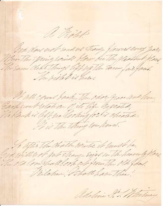 Item #41550 Autograph Quotation Signed. Adeline D. T WHITNEY