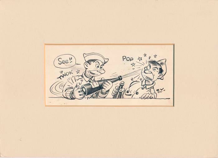 Item #41756 Original Signed Ink Cartoon. Abian A. "Wally" WALLGREN.
