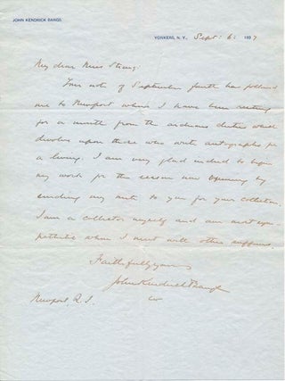 Item #42486 Autograph Letter Signed. John Kendrick BANGS