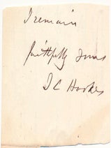Item #42531 Signature and Salutation. J. C HOOKER
